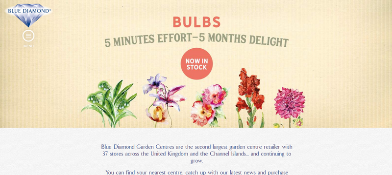 Horizontal menu on garden centre website